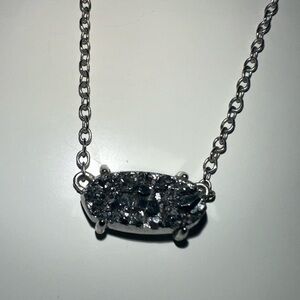 Kendra Scott Silver Color Black Drusy Pendant Necklace